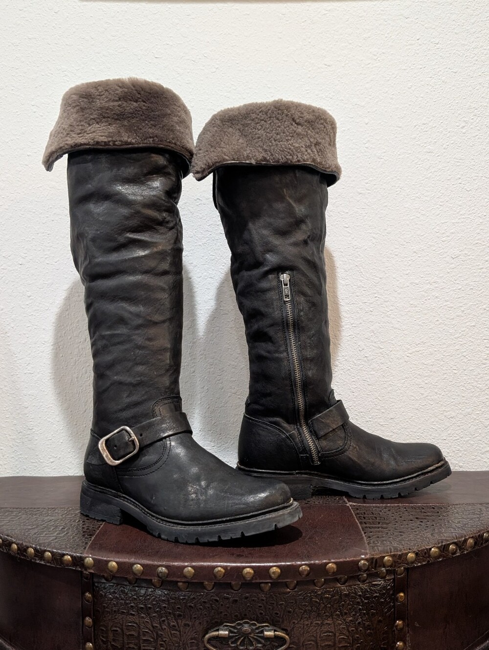 FRYE Valerie Shearling Fur Lined OTK Over-the-knee Boots Size 7